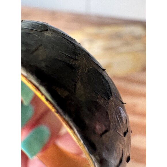 Vintage Made In Italy Black Leather & Gold Tone Knot Bracelet - Picture 3 of 5